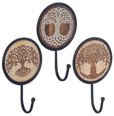SIGNES GRIMALT Set 3 Patères - Portemanteaux en Métal, Modèles Arbres de vie, Hauteur 17 cm