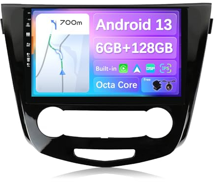 BXLIYER -[6G+128G]- Android 14 IPS 10.1 Zoll Autoradio für Nissan Qashqai J11 X-Trail Rouge (2014-2018) - Eingebaut Carplay/Android Auto - Kamera + MIC - 2 Din - Lenkradsteuerung DAB Fast-boot 360-CAM