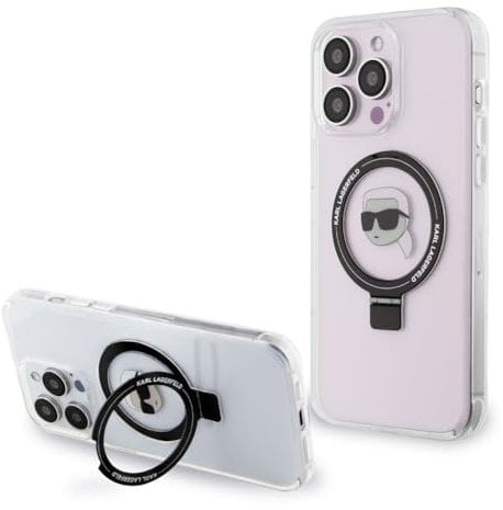 KARL LAGERFELD KLHMP15XHMRSKHH Case for iPhone 15 Pro Max 6.7 White hardcase Ring Stand Karl Head