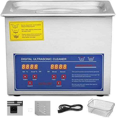 Ultrasonic Auto Vinyl Record Cleaner with Heater Timer, Portable Sonic Cavitation Machine, Stainless Steel Cleaner for Records Jewelry Watches Retainers Glasses Dentures,10L