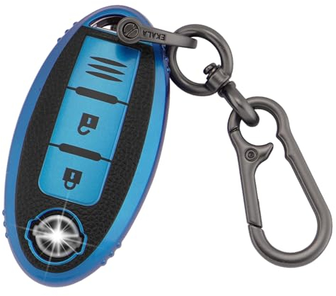 ERMWALR Schlüsselanhänger-Abdeckung für Nissan mit Schlüsselanhänger, passend für Nissan 350Z Qashqai X-Trail Tiida Micra Pathfinder Note Juke, 3-Tasten-Schlüsselanhänger-Hülle (PW-Nisn-3-E)