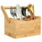 Cutlery Caddy Utensil Holder with Handle 4 Compartment Kitchen Organiser Rack Divider Wood Carry Caddy