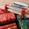 Vokowin Wrapping Paper Cutter, Gift Wrap Cutter, Tabletop Gift Wrapping Tool Clamp Solution Integrated Tape Dispenser to Secure Your Wrapping Paper Roll & Tape (K348-2)