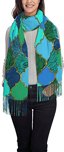 Zebra Herbst- und Winter-Schal, weicher Quastenschal, Kaschmir-Gefühl, groß, gemütlich, warm, klobige Decke, Wickelschals für Damen, Marokko-Blume, One size