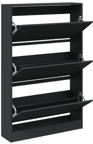 vidaXL Schuhschrank Schwarz 80x21x125,5 cm Holzwerkstoff