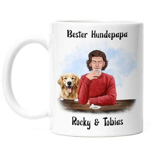 Kiddle-Design Personalisierte Hundepapa Tasse | Geschenk für Stolzen Hundebesitzer | Für Hundeliebhaber Dog Dad mit Haustier | Mit Name & Spruch
