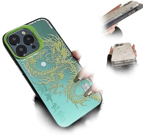 WEJDYKG 2024 Chinese Tradition Dragon Edition Case For iPhone, Chinese Dragon Cover Case, Phone Shell Shockproof Case Bumper Protectiv For iPhone 15/14/13/12/11 (Green,for iphone15)