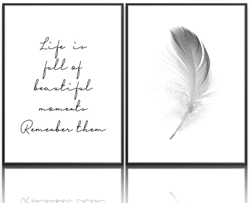 YJYCLD Leinwand-Kunstdrucke mit schwarzen und weißen Federn, minimalistische Wanddekoration, Gemälde, Vogue, ästhetisches Poster, Bild, moderne Heimdekoration, Kunstwerk für Wohnzimmer, Schlafzimmer,