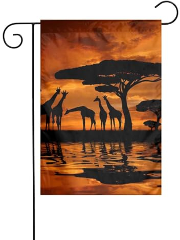 Gartenflagge, Afrika, Giraffe, majestätisches Baummuster, dekorative Flaggen hauptsächlich für Terrassen, Gärten, Blumentöpfe, Terrasse, Balkon, 30,5 x 45,7 cm