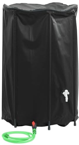 vidaXL Foldable Water Tank-1000L PVC Storage with Tap, Roll-Up Design, Sturdy for Garden, Camping, Outdoor, Black