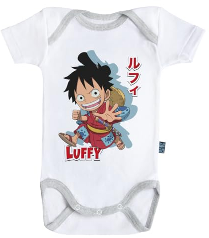 Luffy costume Wano - Body bébé manches courtes - One Piece (6-12 mois)