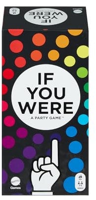 Mattel Games, If You Were a Party, Jeu pour adultes, version anglaise britannique, avec questions ridicules et vote au doigt avec cartes et toupies pour 3 à 8 joueurs, JCT08