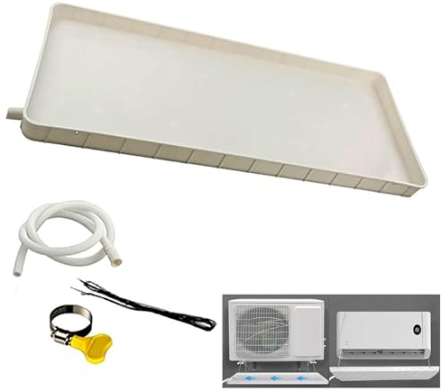 Portable Air Conditioner Drip Pan with Drain Hose - Plastic Tray for Split AC Units - Condensate Water Drip Tray for Indoor Use
