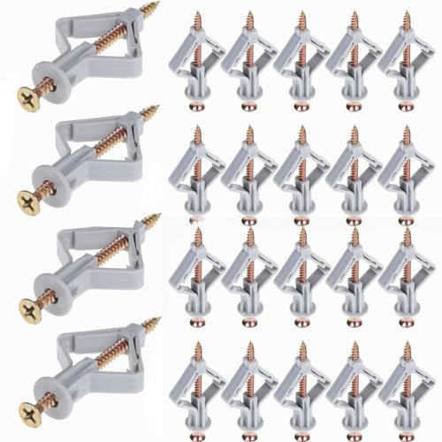 Tappi e Viti a Parete in Cartongesso,50 PCS Tasselli in Cartongesso con Viti Tappi per cavità a Farfalla Universali Tasselli per Pareti a cavità per Cartongesso Fissaggi Cartongesso per Pareti Staffe