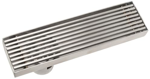 Rechteckiger Linearer Duschablauf aus Edelstahl, Effiziente Wasserableitung für 2,0-Zoll-Rohr-Badezimmer-Bodenrost (Seitlicher Abfluss)