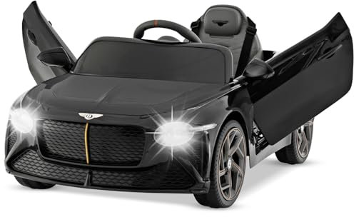 COSTWAY Bentley Elektroauto für Kinder, 12V Kinderfahrzeug mit Fernbedienung & Licht & Musik & USB, Kinderauto Elektro, Elektrofahrzeug für Kinder ab 3 Jahren (Schwarz)