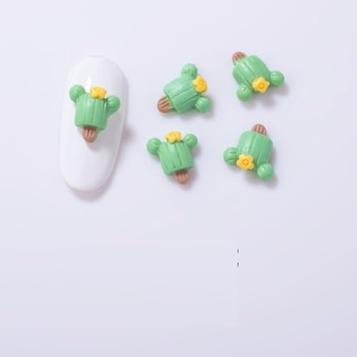 qbodp 50 Pezzi Ciondoli Unghie Di Piante Simulate, Ornamenti Per Unghie Alla Moda, Ciondoli Di Cactus Verde Per Unghie, Unghie Forniture Accessori Per La Decorazione Di Nail Art