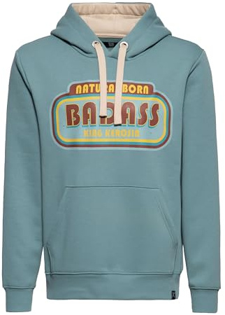 King Kerosin Herren Hoodie Kapuzensweater Kapuzenpullover Kängurutasche Langarm Biker Motorrad Vintage Retro Statement Rebel Humor Natural Born Badass