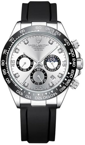 AuRiver Herren Quarzwerk Business Uhr - Silikonband Wasserdichte Armbanduhr Mit Datum Und Leuchtende (Weiß)