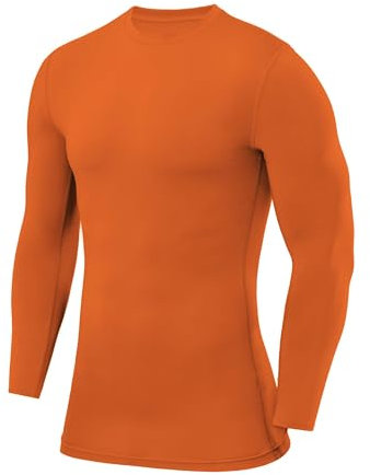 PowerLayer Compression Tops for Men Base Layers Men's Running Top Thermal Shirt - Orange, L