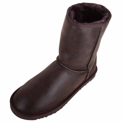 SNUGRUGS Mens Genuine Sheepskin Ankle Boots with Reinforced Heel
