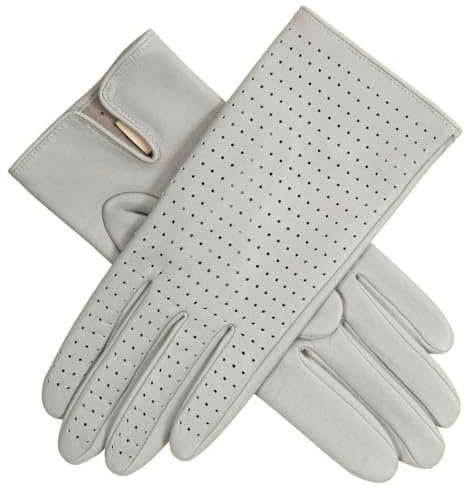Dents Florence Damen-Lederhandschuhe, perforiert, silberfarben