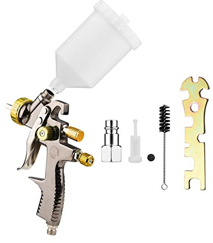 Hanzete LVLP - Kit de pistola de pulverización de aire de 1,8 mm, taza de fluido, 600 cc, alimentación por gravedad, mini pistola de pulverización de pintura de mano de 360 grados para reparación de