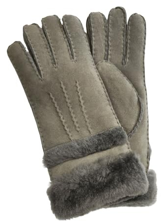 Infinity Leather Womens Sheepskin Suede Gloves with Roll Up/Down Cuff