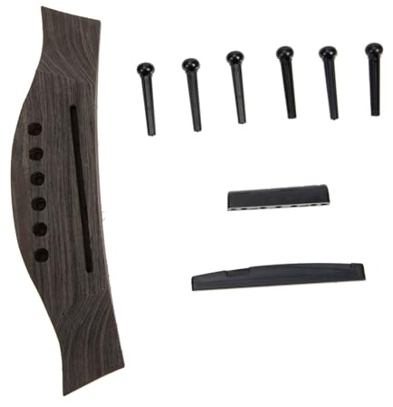 WESIEVYA Gitarrensattel Und Gitarrensteg Pin Satz Reparaturzubehör Für Folk Gitarre Verstellbarer Steg Palisander Material Gitarrenzubehör Für Musiker