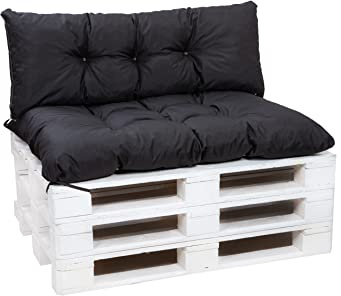 Setgarden® Palettenkissen-Set, Kissen für Gartenmöbel aus Paletten, Outdoor Rücken und Sitzkissen, Gartensitzkissen viele Farben und Größen (Schwarz, Set 120x60 sitzkissen + 120x40 rückenkissen)