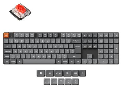 Keychron K5 Max Ultra-Slim Wireless Custom Mechanical Keyboard, QMK/VIA Programmable 3-Mode Bluetooth/2.4 GHz/Wired with RGB Hot-Swappable Low Profile Gateron Red Switch, for Mac Win Linux - UK Layout
