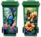 Peacoblue Wheelie Bin Stickers 2 Sheets Butterfly and Flowers Sticky Dustbin Stickers, 15in x 32in Waterproof Self Adhesive Large Decal for Bins, Driveway, Garden, Outdoor, Indoor Decoration