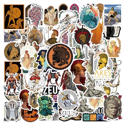 YSJCHEBS 100 Stück Mythologie-Aufkleber, Dekoration mit Cartoon-Muster, Retro, Aufkleber, Gepäck-Notizbücher, DIY, Geschenk der griechischen Mythologie