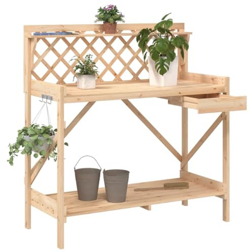 Gecheer Banc pour pots de fleurs avec treillis en bois massif en sapin