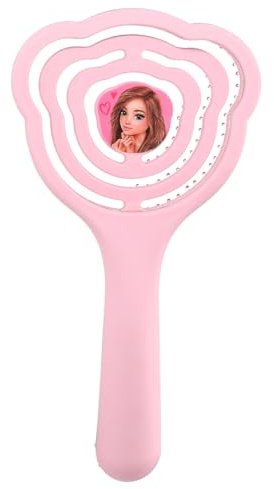 Depesche 13510 TOPModel - Haarbürste Beauty and Me, in Rosa, mit Bürstenkopf in Teddy-Form und mit goldenen Details, Kamm gibt federnd nach
