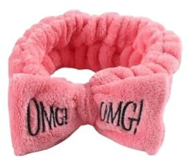 OMG Haarbänder mit Buchstabenschleife, vielseitig einsetzbar, für Mädchen und Damen, weiche Turbane, elastische Haarbänder, Korallen-Fleece, Make-up-Assistent, Kopfbedeckung (3)