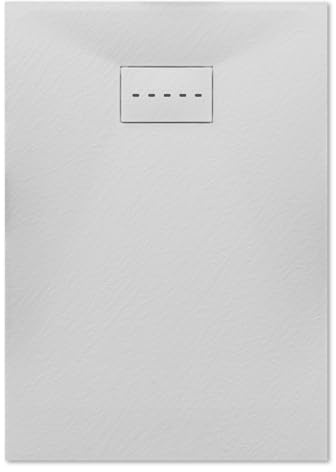 Thermopanel SMC White Shower Trays Base Slate Stone Effect Textured Non Slip with SMC Holes Cover - 1200 x 700mm
