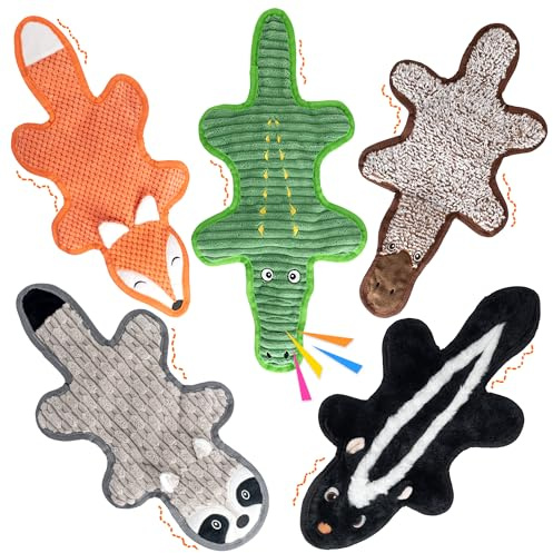 Ousiya Lot de 5 Jouets pour Chien couinants avec Papier froissé, sans Rembourrage, Jouet sûr pour Chiens de Petite à Grande Taille, idéal comme Cadeau pour Chiot et pour Les Jeux de tir à la Corde