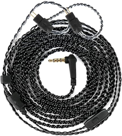 2M 2pin IEM Cable,2-Meter Long Earbud Cords with Silver-Plated Headphone Extension Cable Compatible with Moondrop CHU II,for Truthear Hexa/Zero/Pure,KZ ZST/ZST-X/AS10 (Black, 2PIN 3.5MM with Mic)