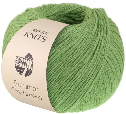 LANA GROSSA Summer Cashmere| Feines Kettengarn aus Baumwolle und Kaschmir | Handstrickgarn aus 90% Baumwolle & 10% Cashmere | 5g Wolle zum Stricken & Häkeln | 210m Garn FB 24