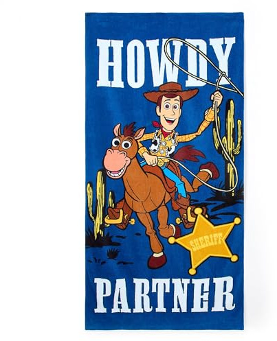 Disney Store Official Woody Beach Towel Toy Story Soft Cotton Quick Dry Pool Beach Bath Towel for Kids, H150 x W74cm