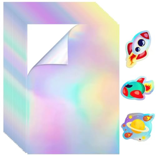 Holografische Folie A4, 20 Blatt, 21x29,7cm, Selbstklebend | Vinyl Sticker Papier, Holographic Sticker Papier, Für Fotos, Für DIY-Projekte
