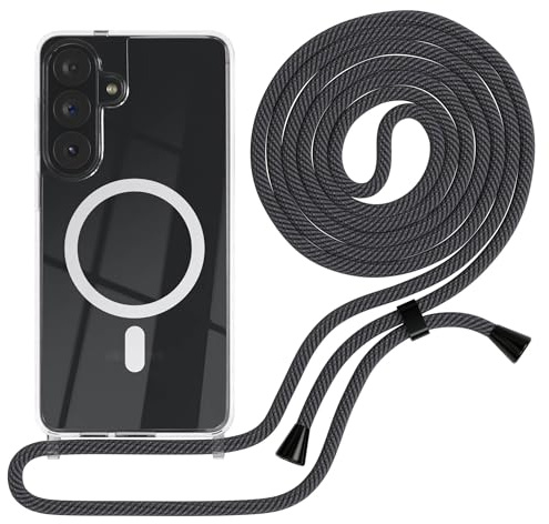EAZY CASE - Handykette kompatibel mit Galaxy S26 Plus Kette zum Umhängen Stoßfest Handyhülle für Galaxy S26 Plus Silikon Hülle Band Handytasche als Fallschutz in Schwarz/Anthrazit - Clips Schwarz