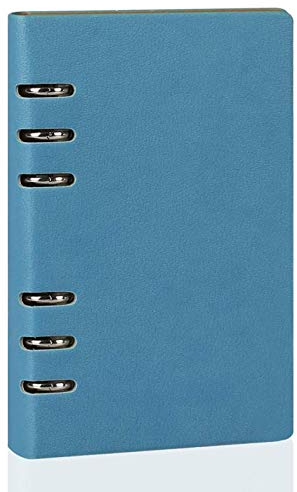 LANGING Notizbuch, A5, klassisch, nachfüllbar, lose Tasche, Leder, Ringbindung mit 6 Löchern, Tagebuch blau