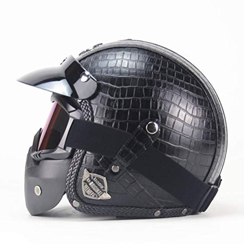 Helme Vintage Pu Lederhelme 3/4 Motorrad Chopper Fahrradhelm Jethelm Vintage Motorradhelme mit Visieren