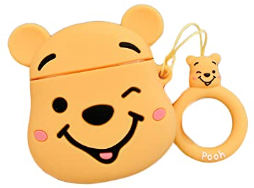 Cocomii 3D Disney AirPods Hülle, Schlank Matte Sanft TPU Silikon Gummi Gel Mit Schlüsselring 3D-Disney-Figuren Karikatur Case Bumper Cover Schutzhülle Compatible with Apple AirPods (Winnie The Pooh)