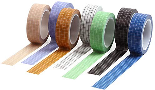 Ototon Washi Tape Klebeband kariert bunt Masking Tape Papier Deko für DIY Verpackung Scrapbooking Handwerk Kinder 5 Stück