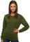 OZONEE Damen Sweatshirt Pullover Langarm Farbvarianten Langarmshirt Pulli ohne Kapuze Baumwolle Baumwollmischung Classic Basic Rundhals-Ausschnitt Sport JS/W01Z Khaki M