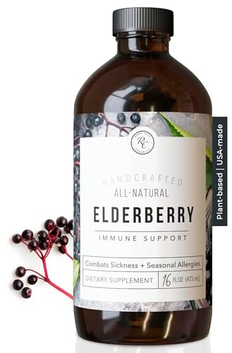 Rowe Casa Organics Elderberry with Antioxidants, Zinc, and Vitamin C for Kids and Adults – Organic Elderberry Syrup for Daily Wellness – Year-Round Formula – 16 Fl Oz