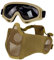 Yzpacc Airsoft Maske mit Schutzbrille, Faltbare Half Face Airsoft Mesh Maske mit Ohrenschutz für Paintball Schießen Cosplay CS Spiel (DE)